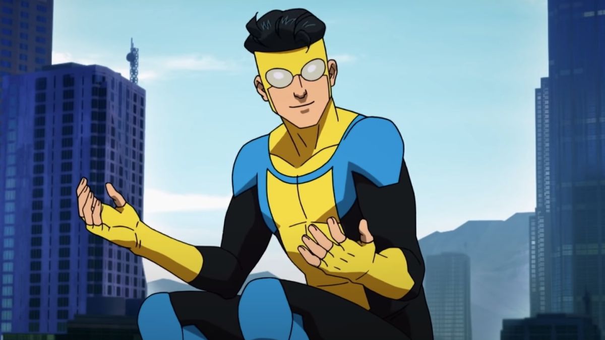 Mark Grayson smiles as he looks at his hands in Invincible season 1 on Prime Video