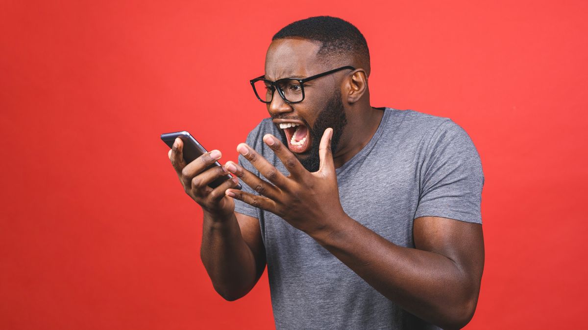 Man yelling at his phone