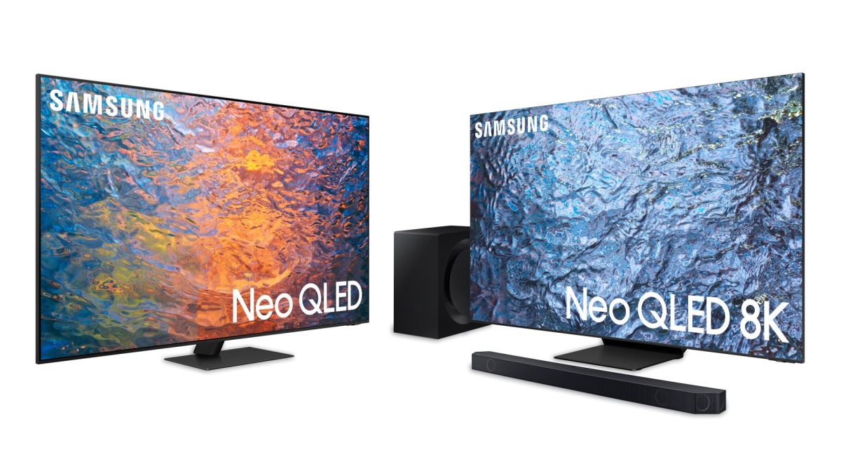 Samsung 2023 Neo QLED 4K and 8K TVs on white background